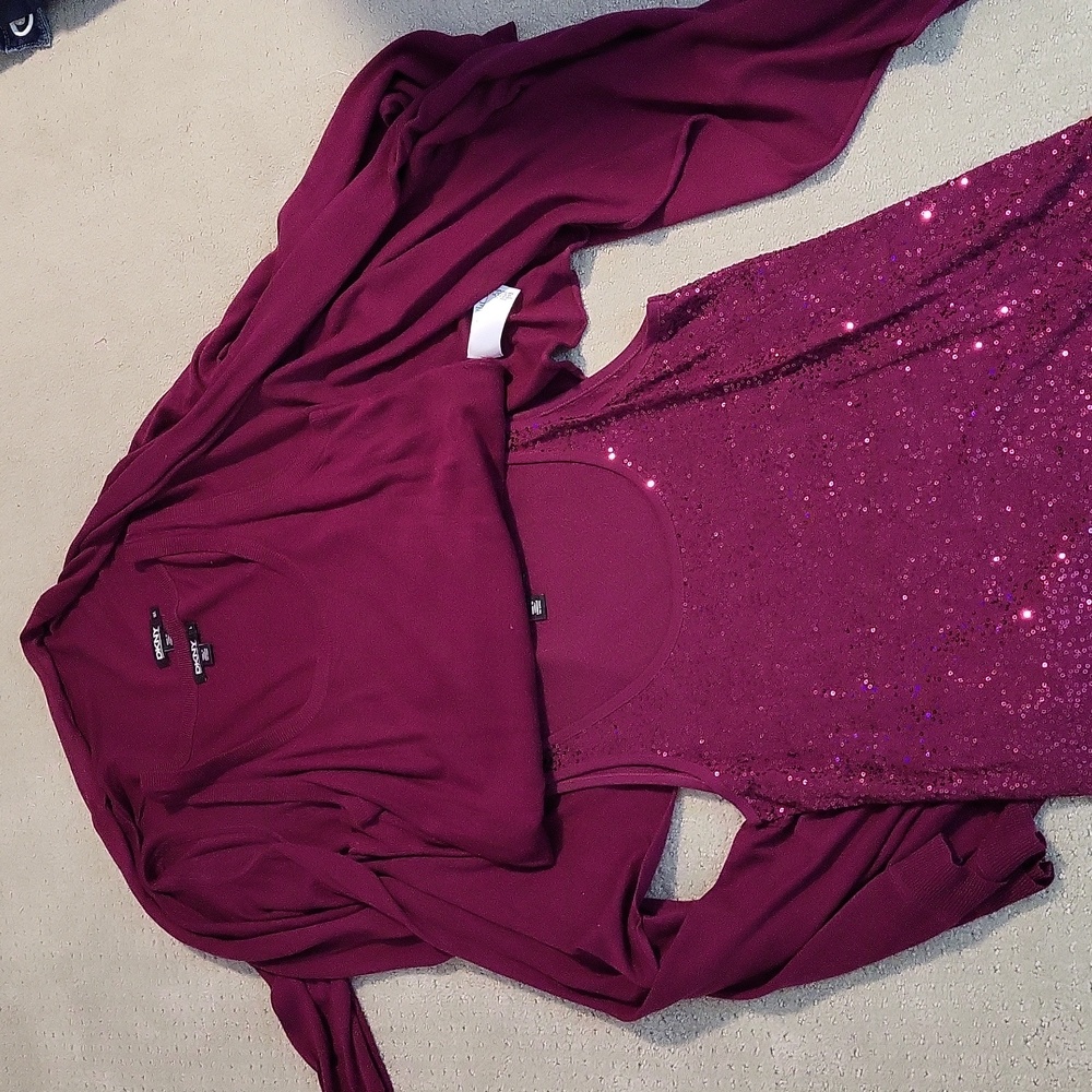 DKNY silk/cashmere 3 pc interchangeable tops/sweater/shawl